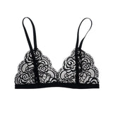 Women's Thin Bra Without Chest Pad Sexy Lace Hollow Out Bra Gauze Embroidery Ultra-thin And Transparent Underwear