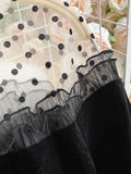 Women Black Mesh Patchwork Velvet Party Dress Elegant Stand Collar Flare Long Sleeve Ruffle Mermaid Robe Female 2023
