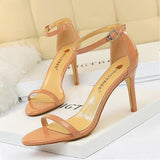 Zingj Fashion Simple Open-Toe With High Heels Patent Leather Sexy