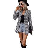 Zingj Women's Clothing Station Autumn And Winter Thousand Bird Case Long Sleeve Cardigan In The Long Style