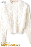 Autumn Winter Vintage Solid Twist Cropped Sweater Sexy Round Collar Long Sleeve Short Jumper Y2K Cool girl