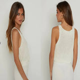 Zingj Round Collar Sexy Vest Women's Summer New Style Sleeveless Hot Girls Knit Top Cardigan-Outfit