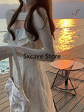 Piece Dress Set Women Casual Floral Strap Midi Dress Party Female Sweet Fairy Elegant One Piece Dress Korean 2022 Summer