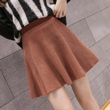Zingj And Winter New Solid Color Knitted Skirt Short Skirt High Waist A-Shaped Skirt Umbrella Skirt College Caramel Color Base