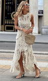 Zingj New Hollowed-Out Lace Irregular Vest Top Skirt