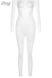 Women Autumn 2023 New Y2K Solid High Street Sexy&Club Slightly Transparent Holes Decoration Long Sleeve Skinny