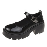 Jane Female British Style Jk Shoes Retro Square Style Small Leather Shoes Women's Summer Thin Style With Skirt