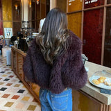 Teddy Burgundy Faux Fur Coat- Outfit