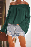 Off Shoulder Blouse Women Fashion Solid Color Long Sleeve Plus Size Casual Sexy Shirts Female Chiffon Tops And