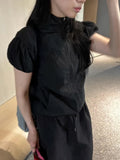 Thin Sun Protection Short Sleeve Jackets Vintage Slim Stand Neck Coat Casual Zipper Y2k Aesthetic Cargo Solid