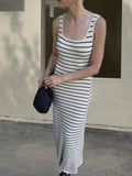 Zingj Vest New Style Bump Color Beach Vacation Sexy Knit Striped