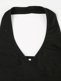Vintage Deep V Neck Halter Crop