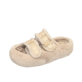 Zingj Slippers Female Autumn Winter Soft Bottom Comfortable Indoor Floor Slippers Leather Flat Slippers Outside The New-Outfit