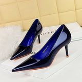 Zingj Simple Patent Leather Heels Women's Shoes With Shallow Pointed Versatile Commuter High