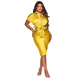 Up White Shirt Dress Women Turn-down Collar Pockets Satin Party Stacked Dress 2021 Autumn Bodycon Casual Workout
