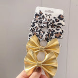 Leopard Print Hairpins Bowknot Hair Clips For Cute Girls Cotton Safty Barrettes Hairgrip Headwear Kids Hair