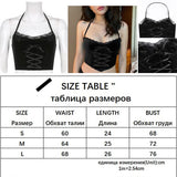 SUCHCUTE Gothic Bandage Women Tank Tops Vintage Lace Patchwork Female Crop Top Streetwear Backless Party Outfits 2022