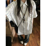 Chiffon Blouse for Women Japanese Retro Striped Short Sleeved Shirt for Women in Summer 2024 Short Sleeve Shirt Tops