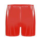 Zingj Men's PVC Mirror Bright Leather Casual Shorts Sexy Zipper Open File Lederhoers Size