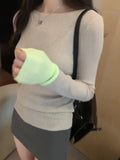 Version Of Chic Round Neck, Coloured Sleeves, Knitted Sweater, Autumn And Winter, A New Slim, Thin, Underwear