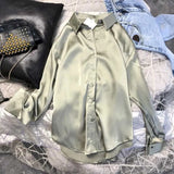 2023 Womens Clothing Silk Shirt Vintage Blouse Women Sheer Top Women Longsleeve Dress Shirt Woman