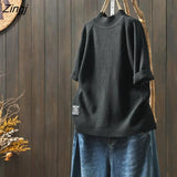 Women Spring Half High Collar Simple Leisure Fashion Solid Korean Style All-match Temperament Cozy New Arrival
