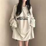 Vintage Round Neck Logo Print Oversized TeeOutfit