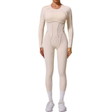 Zingj Sha New Winter Integrated Sports Yoga Suit Bare Back Tight Long Sleeve Trousers Jumpsuit 10122-Outfit