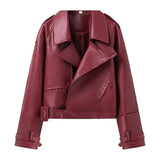 Women's ZA Autumn And Winter New Street Design Sense Retro Leather