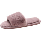 Zingj Slippers Wool Slippers Indoor Home Autumn And Winter Short Plush Flat Bottom Open Drag A Large Size Slippers- Outfit