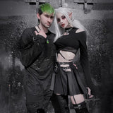 Autumn New Sexy Hollowed-Out Slim Long-Sleeved Street Trendsetter Asymmetrical Mesh Stitching Blouse