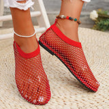 Summer New Round-Headed Sandals Hollowed-Out Network Celebrity Diamond-Encrusted Short Boots Summer Sexy Large-Size Flat