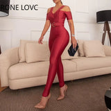Women Elegant Solid Sashes Zipper Cold Shoulder Short Sleeves Bodycon Skinny Red