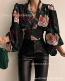 Zingj Wise Hot Style Spring New Temperament Button V-Collar Lantern Sleeve Jacket