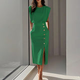 Elegant Workplace Party Button Dress New