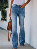 The Monkey Elastic Wide Leg Horn Jeans Woman-Outfit