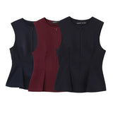 And Winter New Short Skirt Hem Sleeveless Folding Top