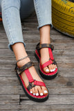 Zingj New Summer Platform Print Velcro Sandal Women's Plus-Size Belt Buckle Simple Beach
