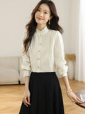 Spring Dress New French Long-Sleeved Shirt Women's Lace Collar Chic Commuter Blouse Fashion Shirt