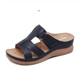 Zingj Women's Shoes 2024 Summer New One-Shaped Hollowed-Out Fish Mouth Slope Heel Magic Paste Sandals Slippers Women's Large Size Women's