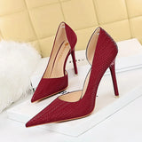 Zingj Sexy Nightclub Show Thin, High, Shallow Pointed Snake Side Hollow Heels Single