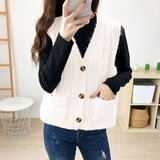 Zingj Knit Vest Vest Female Spring Double Pocket Short Vest Twist Sweater Vest Horse Clip Outside Spring And