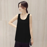 Korean Fashion Blouses Women White O-Neck Sleeveless Chiffon Vest Woman Tops Female Shirts 3XL Basic Solid Women