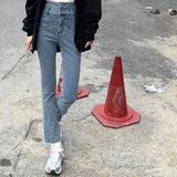 Spring Summer Women New Fashion Design Sense Tight Elastic Flared Jeans High Waist All-match Thin Ankle-length
