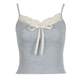 Girl Pure Lace Splicing Tie Bow Tie Small Sling 2024 Color Slim Sexy Vest
