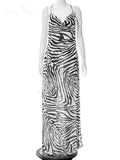 Sexy Spaghetti Strap Side Split Beach Dress Summer Sundress Women Clothes Elegant Zebra Back Open Club Party Dresses