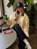 Women's Clothing 2025 Autumn Collar Long Sleeve Retro-Column Jacket Baseball Uniform Coat Women