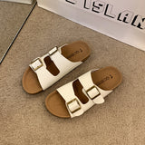 Zingj Is A Thick Bottom One Word Cool Slippers Female Summer New Retro Versatile Leisure Beach Sandals-Outfit
