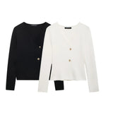 New Asymmetric Button Decoration Knitted Cardigan Jacket