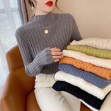 Zingj Sweater Women's Thin Half-High Collar Solid Color Knitted Sweater 2023 Autumn And Winter New Stylish Slimming